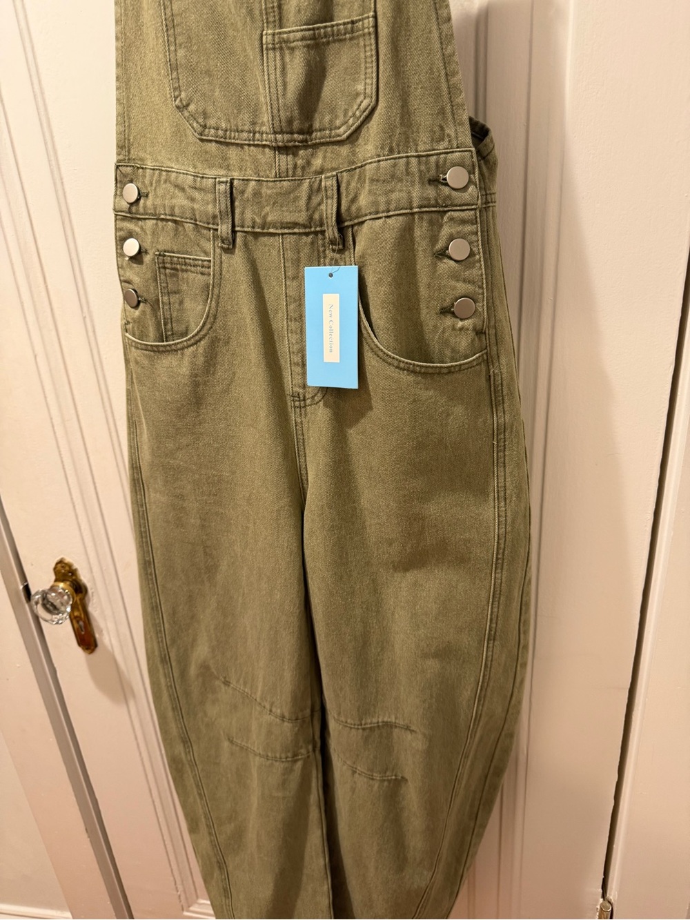 Barrel leg Olive Green Overalls - Picture 6 of 9